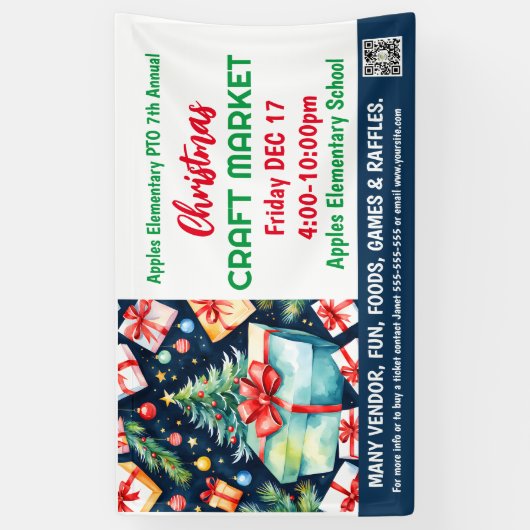 Kerst Craft Market PTO PTA Kerk Banner (Verticaal)