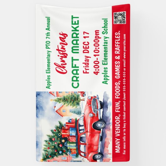 Kerst Craft Market PTO PTA Kerk Banner (Verticaal)