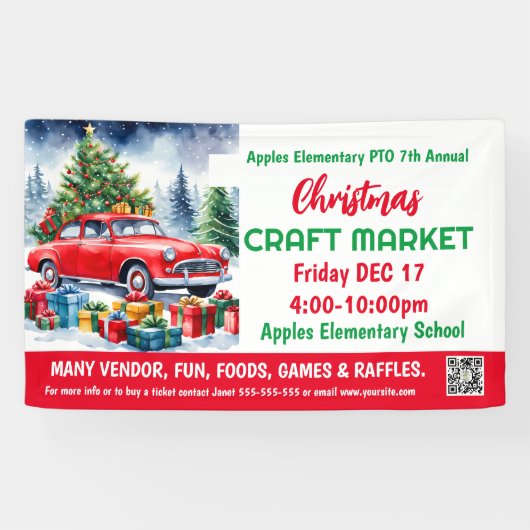 Kerst Craft Market PTO PTA Kerk Banner (Horizontaal)