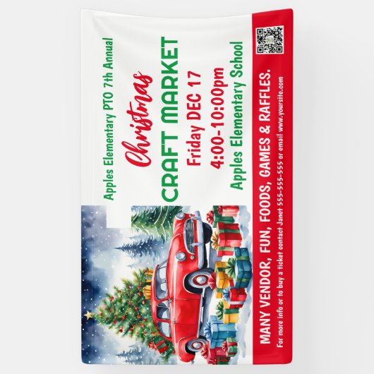 Kerst Craft Market PTO PTA Kerk Banner (Verticaal)