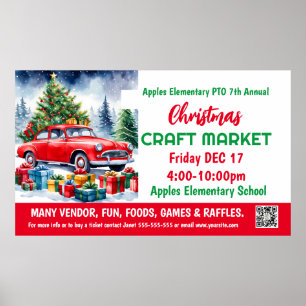 Kerst Craft Market PTO PTA Kerk Banner Poster