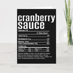 Kerst Cranberry Saus Dankzeggingsdag Voedingswaard Kaart