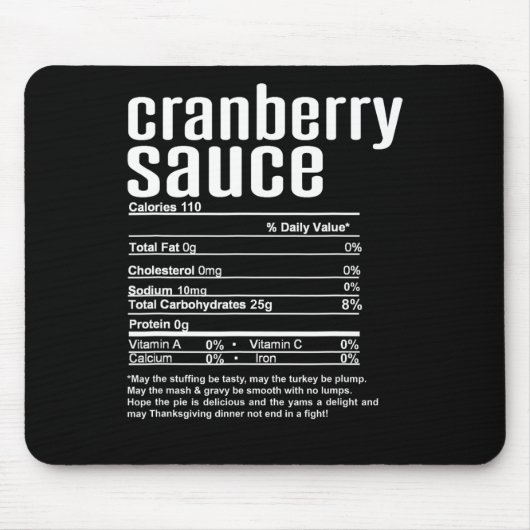 Kerst Cranberry Saus Nutriënten Thanksgiving Muismat (Voorkant)