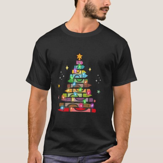 Kerst Crayon Boom Lights Kerstmis Kleuterschool Th T-shirt (Voorkant)