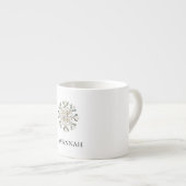 Kerst Cream Green Gold Snowflake Naam Espresso Kop (Voorkant rechts)