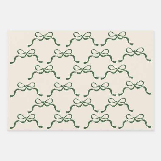 Kerst Cream Moderne Vakantie Groene Bogen Inpakpapier Vel (Voorkant 2)