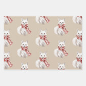 Kerst Cream Red White Peppermint Fox Deer Inpakpapier Vel (Voorkant)