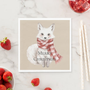 Kerst Cream Red White Peppermint Fox Servet