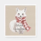 Kerst Cream Red White Peppermint Fox Servet (Voorkant)