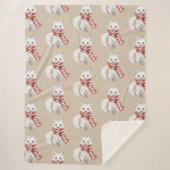 Kerst Cream Red White Peppermint Fox Sherpa Deken (Voorkant)