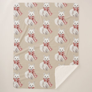 Kerst Cream Red White Peppermint Fox Sherpa Deken