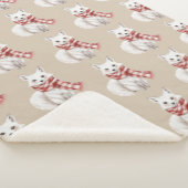 Kerst Cream Red White Peppermint Fox Sherpa Deken (3/4)