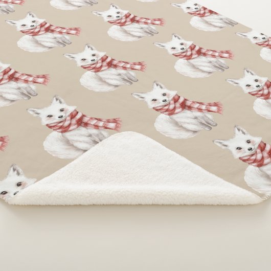 Kerst Cream Red White Peppermint Fox Sherpa Deken (3/4)