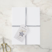 Kerst Crème Blauwe Ster Ornament Cadeaulabel (Met Touw)