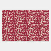 Kerst-crème en Red Filigree Deer Inpakpapier Vel (Voorkant 3)