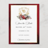 Kerst Crest Monogram Bruiloft Save the Date Aankondigingskaart (Voorkant)