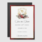 Kerst Crest Monogram Bruiloft Save the Date Magnetische Uitnodiging (Voorkant / Achterkant)