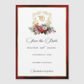 Kerst Crest Monogram Bruiloft Save the Date Magnetische Uitnodiging (Voorkant)