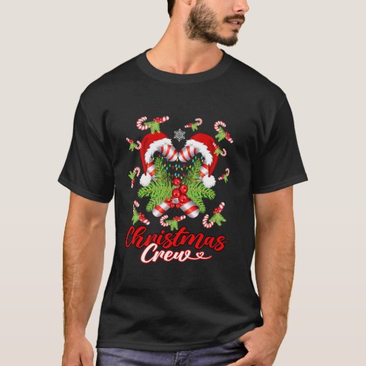 Kerst Crew Candy Cane Rood Wit Grappig Kerstman XM T-shirt (Voorkant)