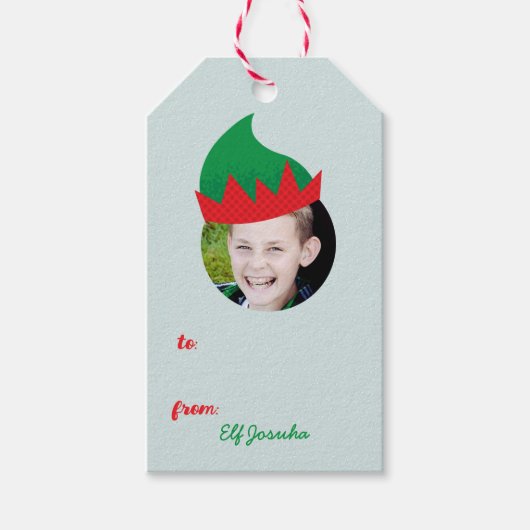 Kerst Crew Elf Pet Foto Vakantie Gift Label Cadeaulabel (Voorkant)