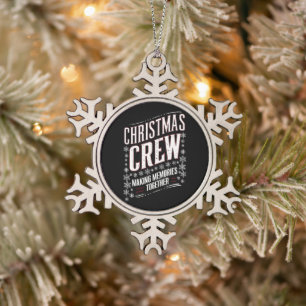 Kerst Crew Familie Matching Kerstmis Team Tin Sneeuwvlok Ornament