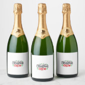 Kerst Crew Feestelijke Vakantie Sparkling Wijnetiket (Flessen)