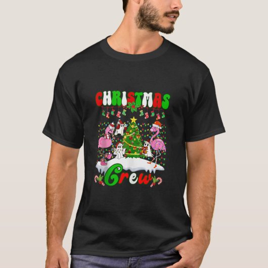 Kerst Crew Flamingo Leuke Ghost Pine Tree Xmas T-shirt (Voorkant)