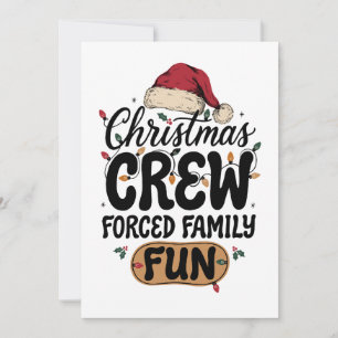 Kerst Crew Geforceerde Familie Pret Kerstman Hoed Kaart