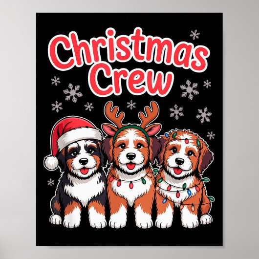 Kerst Crew Kerst Puppy Hond Grappige Kerst Bern Poster (Voorkant)