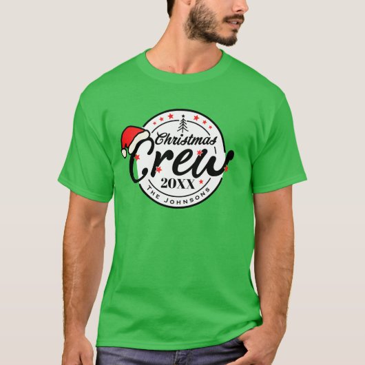 Kerst Crew Persoonlijke Familienaam Vakantie T-shirt (Voorkant)