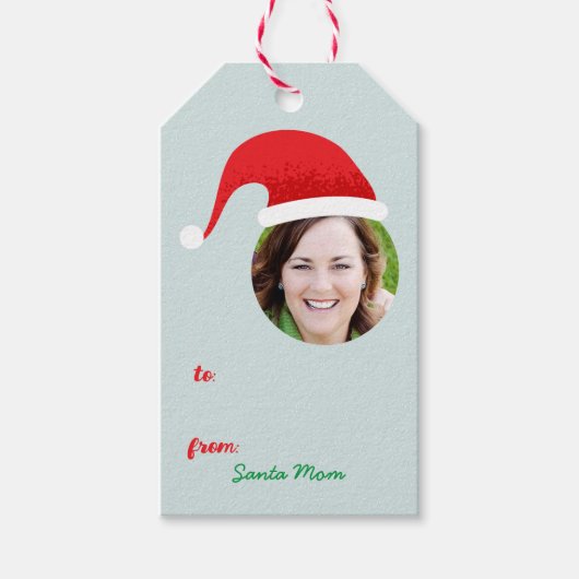 Kerst Crew Santa Hat Foto Vakantie Gift Label Cadeaulabel (Voorkant)
