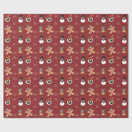 Kerst Crew vier Foto Custom Grappig Cadeaupapier (Vlak)