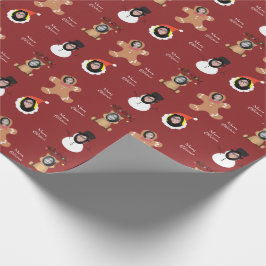 Kerst Crew vier Foto Custom Grappig Cadeaupapier