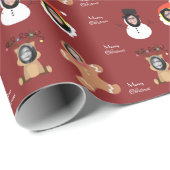 Kerst Crew vier Foto Custom Grappig Cadeaupapier (Rol Hoek)