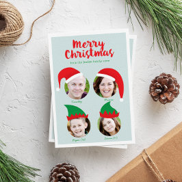 Kerst Crew Vier Foto Grappige Vakantiekaart Feestdagenkaart