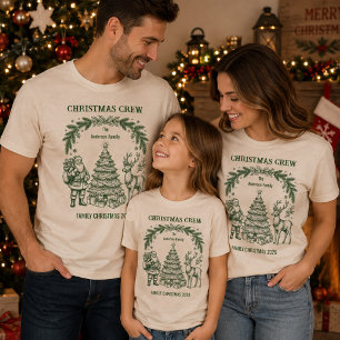 Kerst Crew Vintage Rendier Kerstman T-shirt