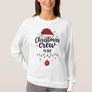 Kerst Crew Vrouw Kerstman Hoed Bijpassend Kerstfee T-shirt