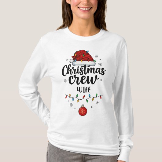 Kerst Crew Vrouw Kerstman Hoed Bijpassend Kerstfee T-shirt (Voorkant)