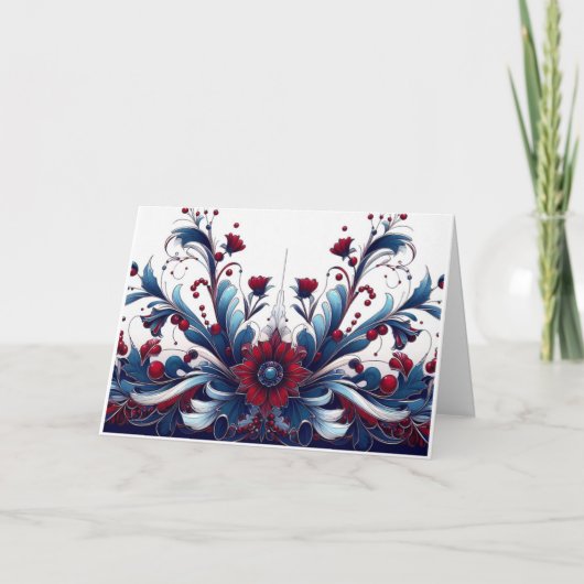 Kerst Crimson & Sapphire Elegance Feestdagen Kaart (Voorkant)