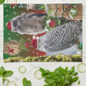 Kerst Critters Owls and Raccoon Theedoek (Gevouwen)