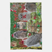 Kerst Critters Owls and Raccoon Theedoek (Verticaal)