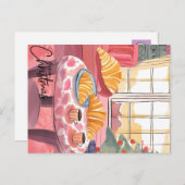 Kerst Croissant ochtend Briefkaart (Voorkant / Achterkant)
