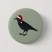 Kerst Crow Ronde Button 5,7 Cm (Voorkant)