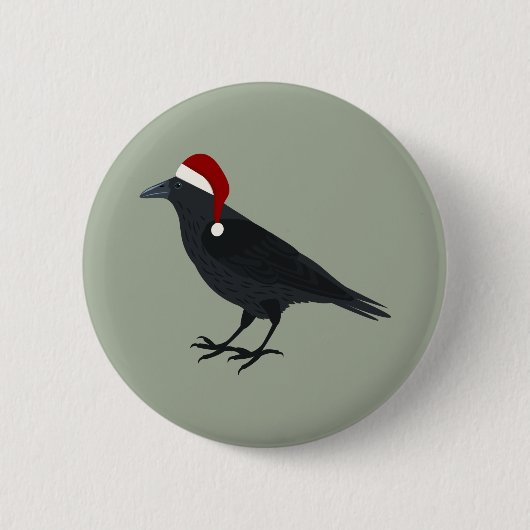 Kerst Crow Ronde Button 5,7 Cm (Voorkant)