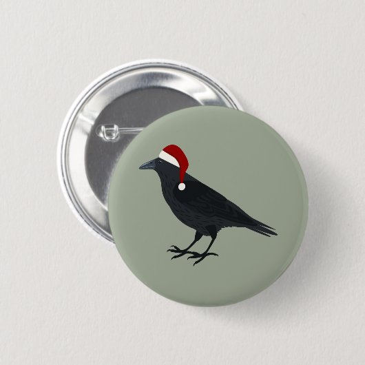 Kerst Crow Ronde Button 5,7 Cm (Voorkant /achterkant)