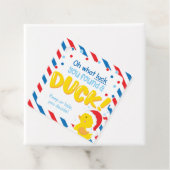 Kerst Cruise Ducks Square Labels, blauw Bedankjes Labels (In situ)