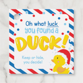 Kerst Cruise Ducks Square Labels, blauw Bedankjes Labels