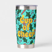 Kerst Cup van Vrolijkheid Turquoise Geïsoleerde Drinkbeker (Links)
