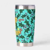 Kerst Cup van Vrolijkheid Turquoise Geïsoleerde Drinkbeker (Achterkant)