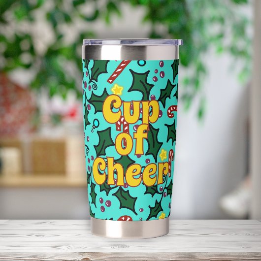 Kerst Cup van Vrolijkheid Turquoise Geïsoleerde Drinkbeker